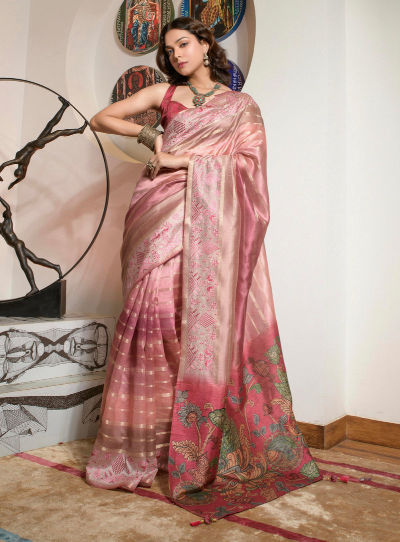 Beautiful Designer Occasion Wear Kora Silk With Digital Print Saree