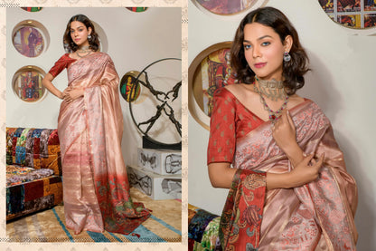 Beautiful Designer Occasion Wear Kora Silk With Digital Print Saree