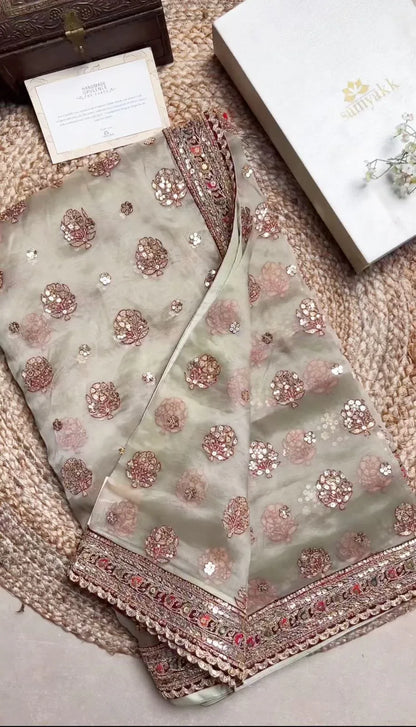 Beautiful Designer Heavy Soft Tissu Orgenza Silk Saree