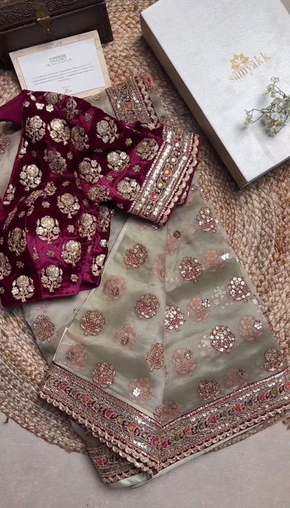 Beautiful Designer Heavy Soft Tissu Orgenza Silk Saree