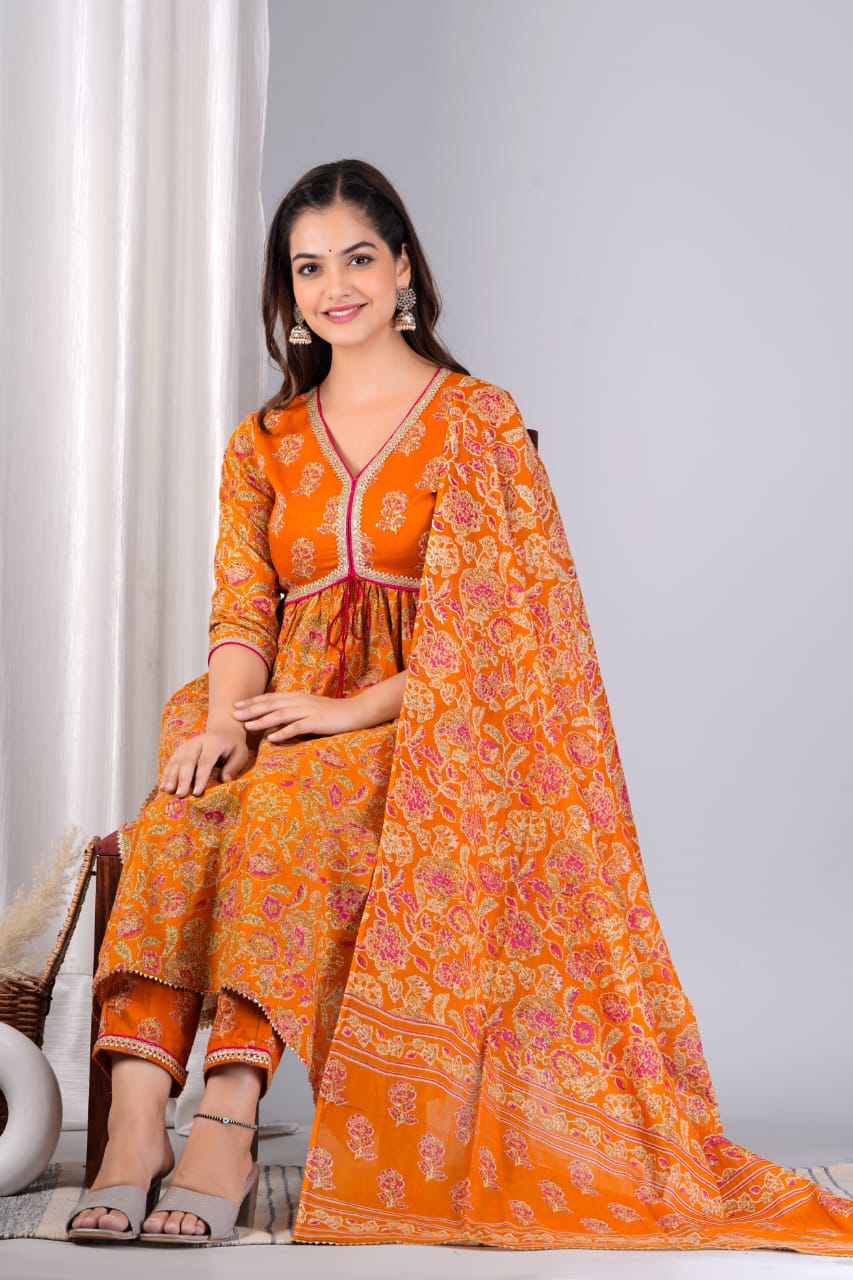 Beautiful Designer Summer Special Heavy Anarkali Cotton Salwar Suit