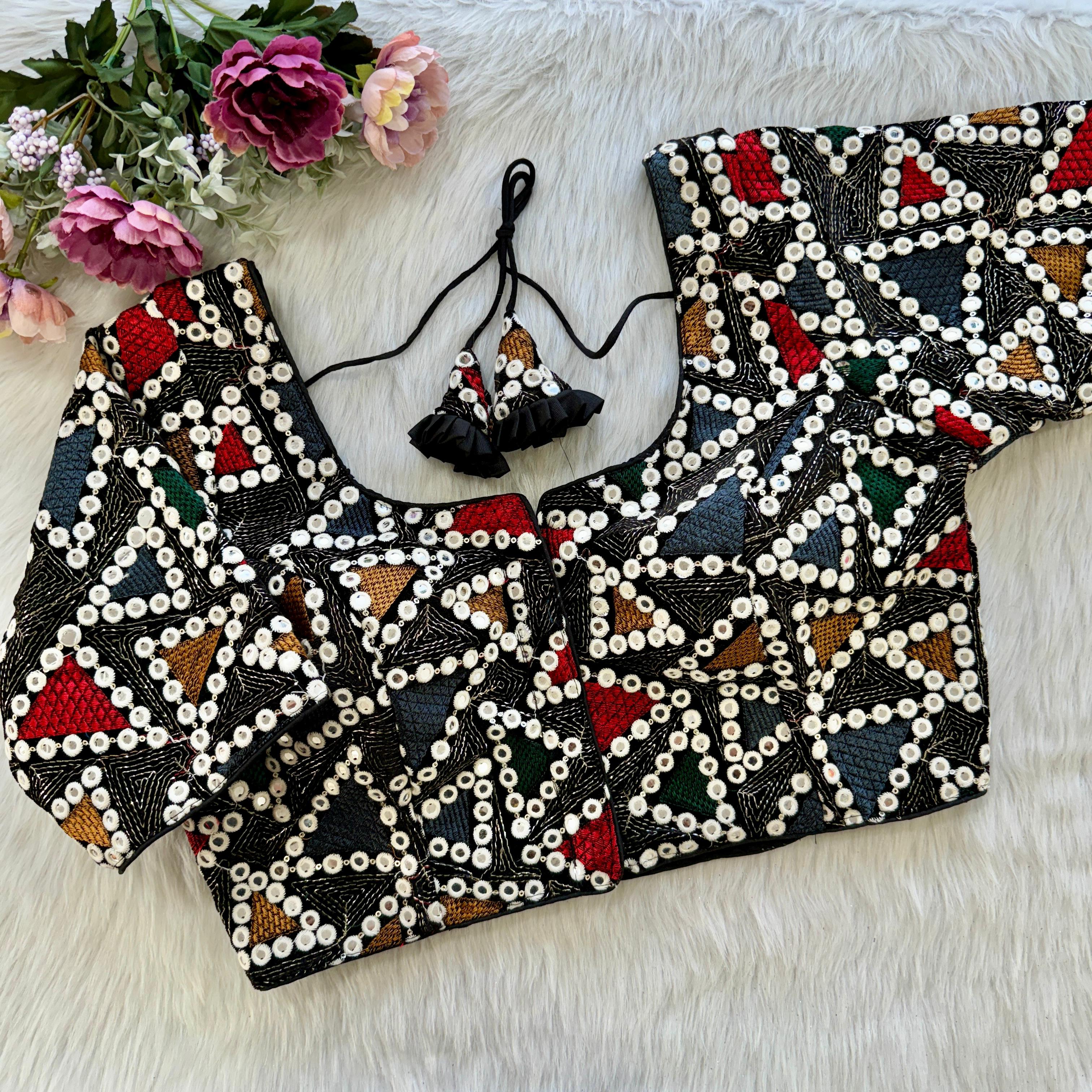 Beautiful Designer Readymade Velvet Heavy Luckhnowi Work Blouse