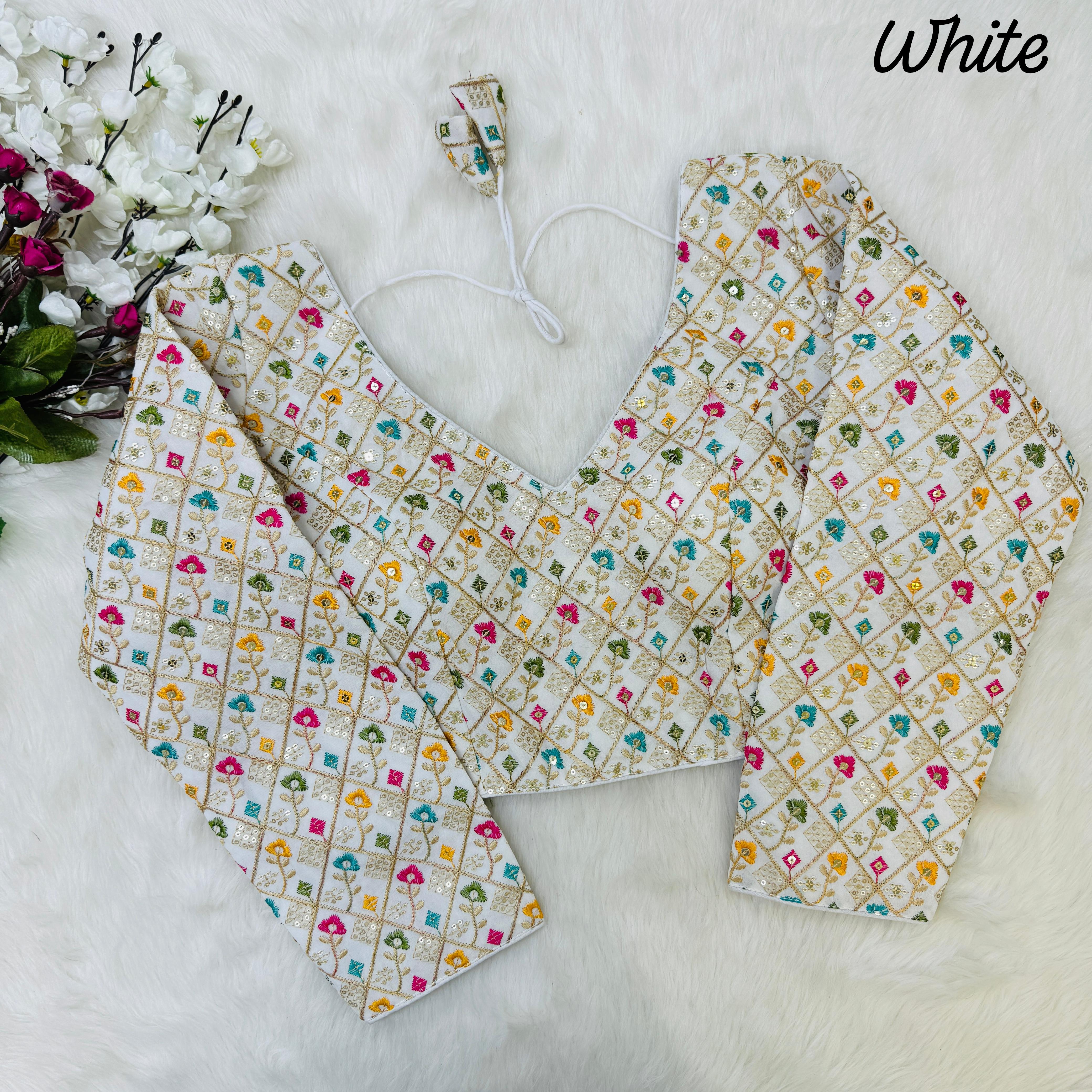 Beautiful Designer Readymade Long Sleeves Multi Thread With Sequence Blouse