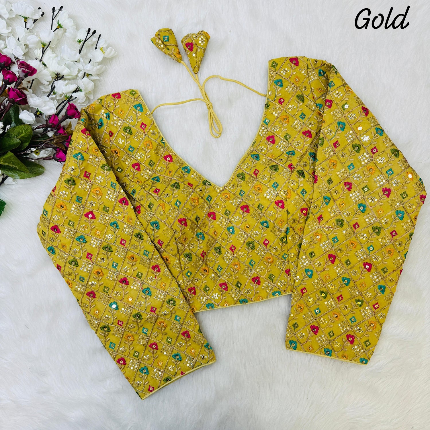 Beautiful Designer Readymade Long Sleeves Multi Thread With Sequence Blouse
