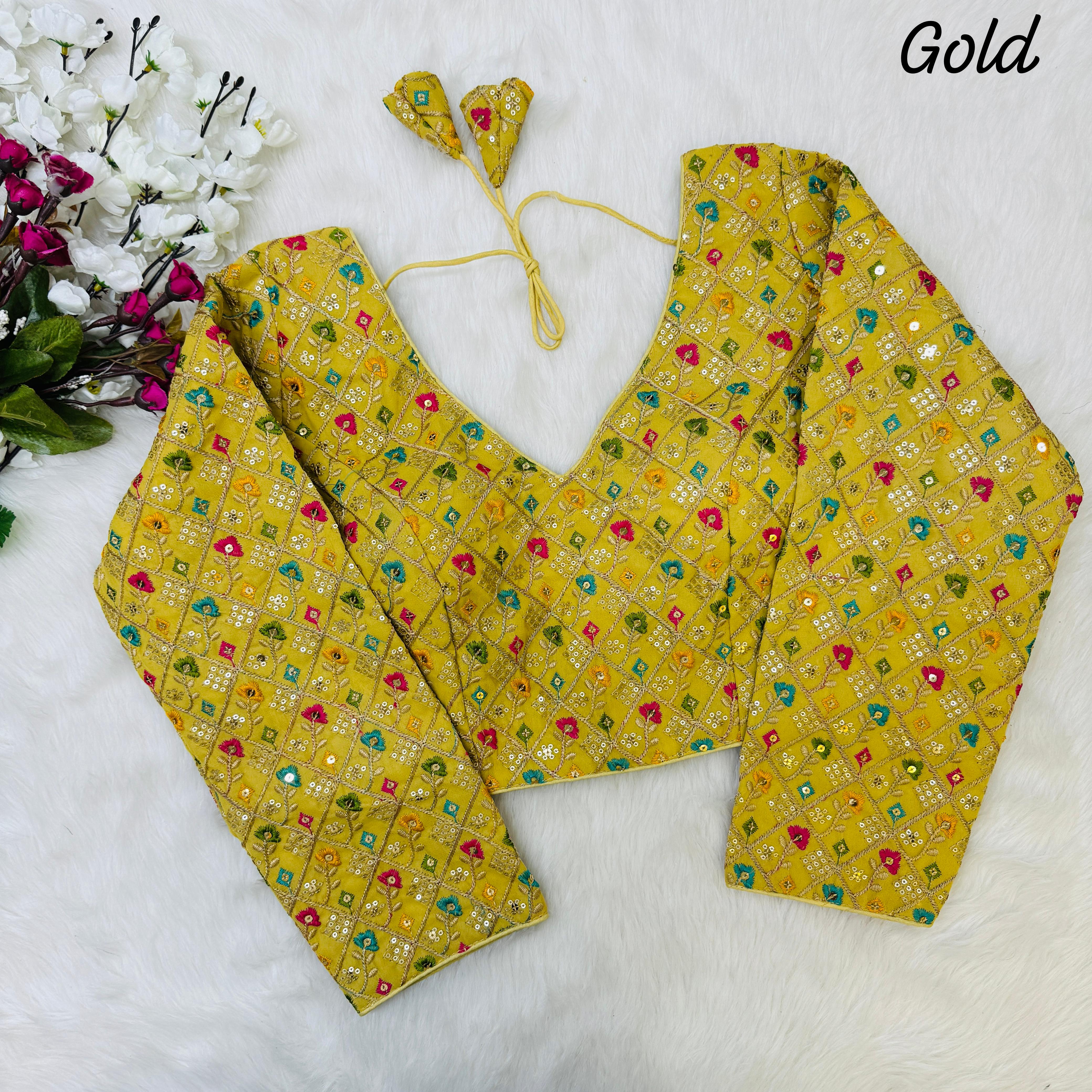 Beautiful Designer Readymade Long Sleeves Multi Thread With Sequence Blouse