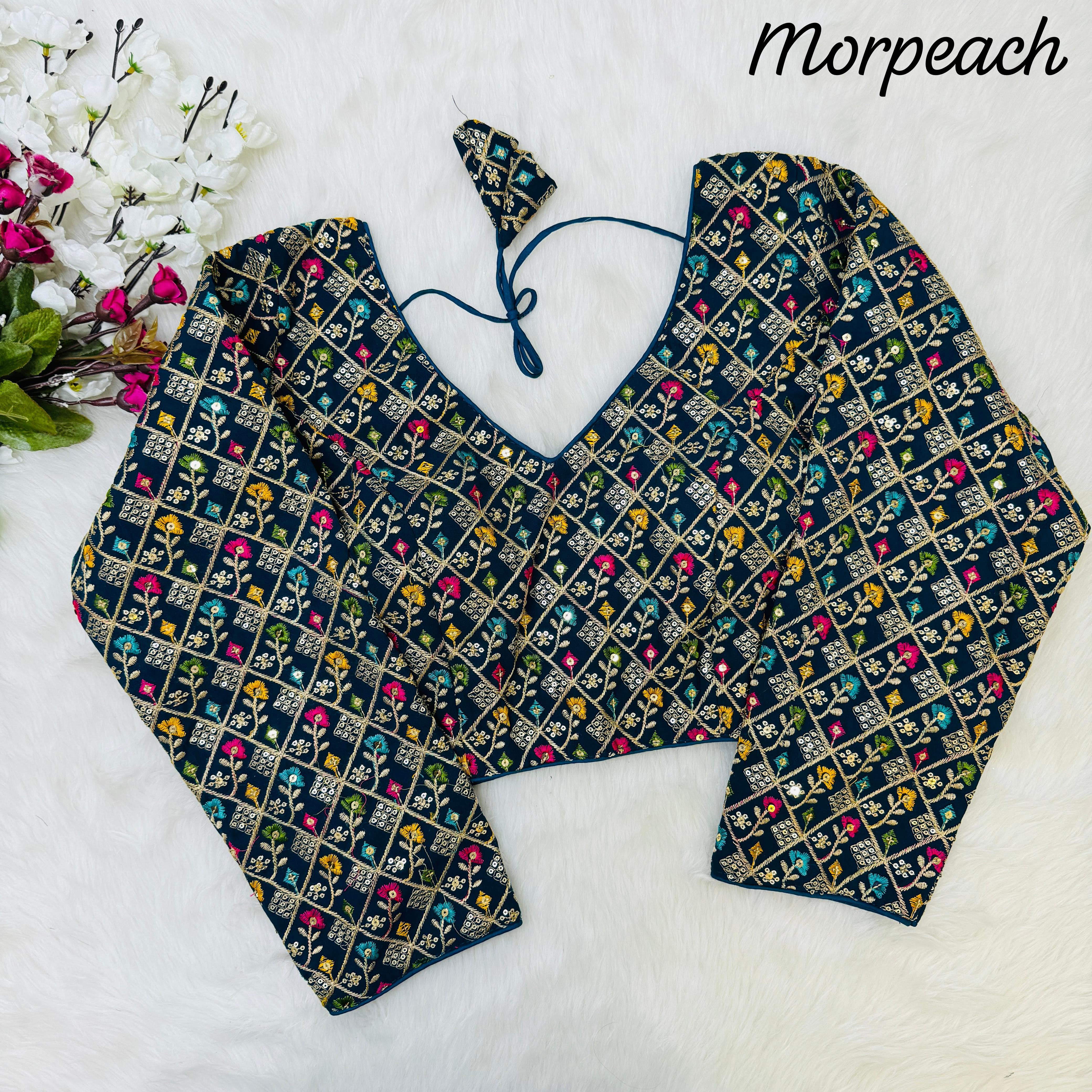 Beautiful Designer Readymade Long Sleeves Multi Thread With Sequence Blouse