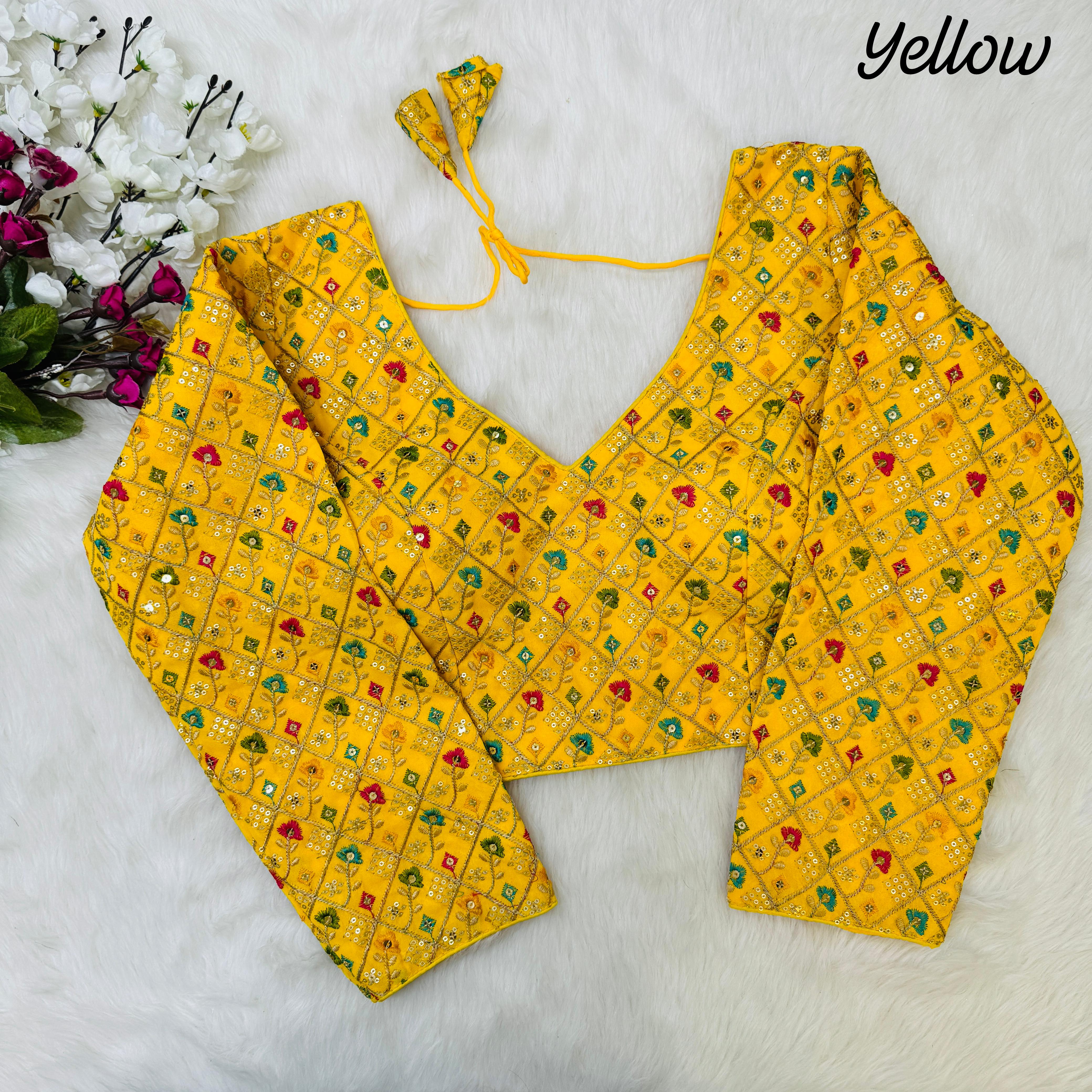 Beautiful Designer Readymade Long Sleeves Multi Thread With Sequence Blouse