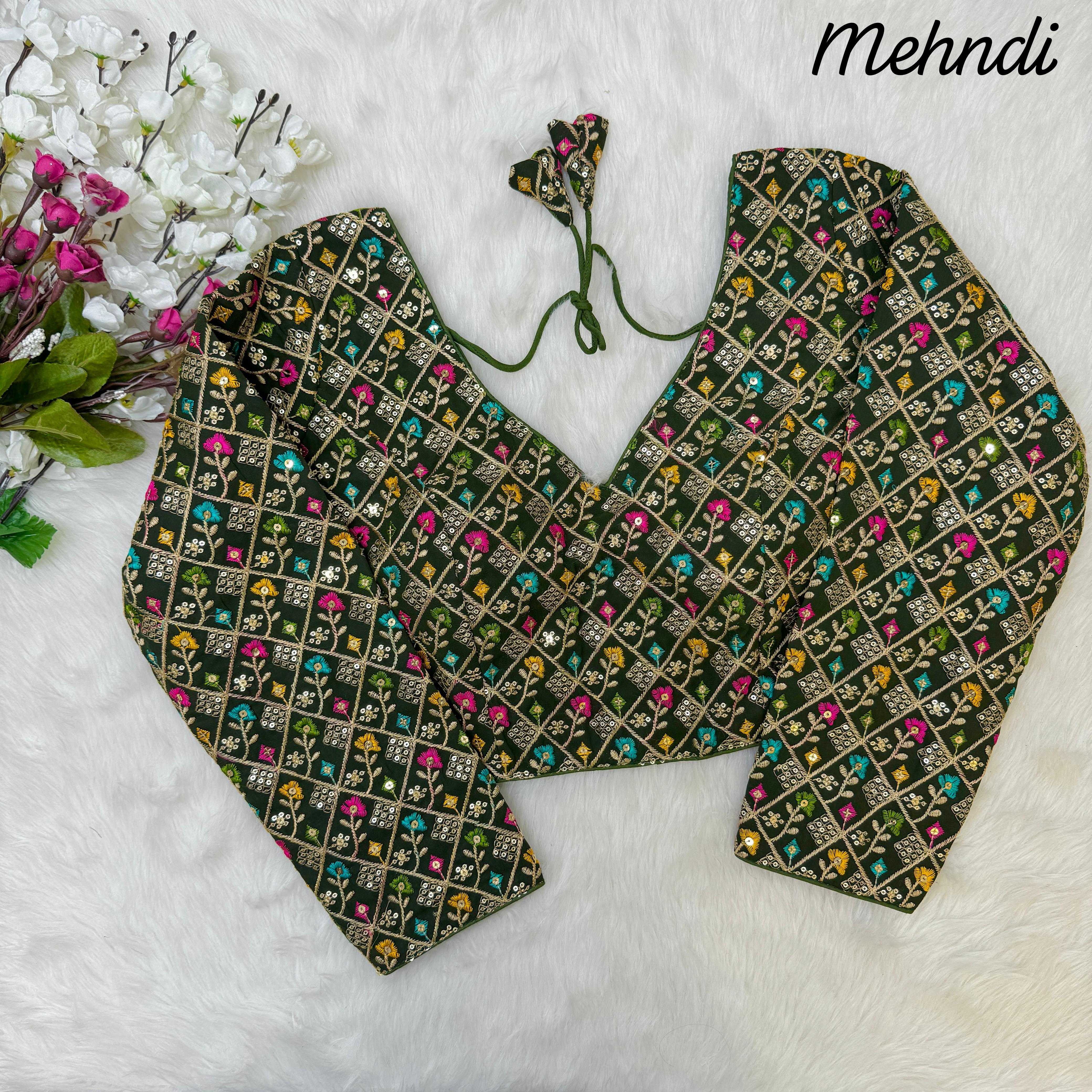 Beautiful Designer Readymade Long Sleeves Multi Thread With Sequence Blouse