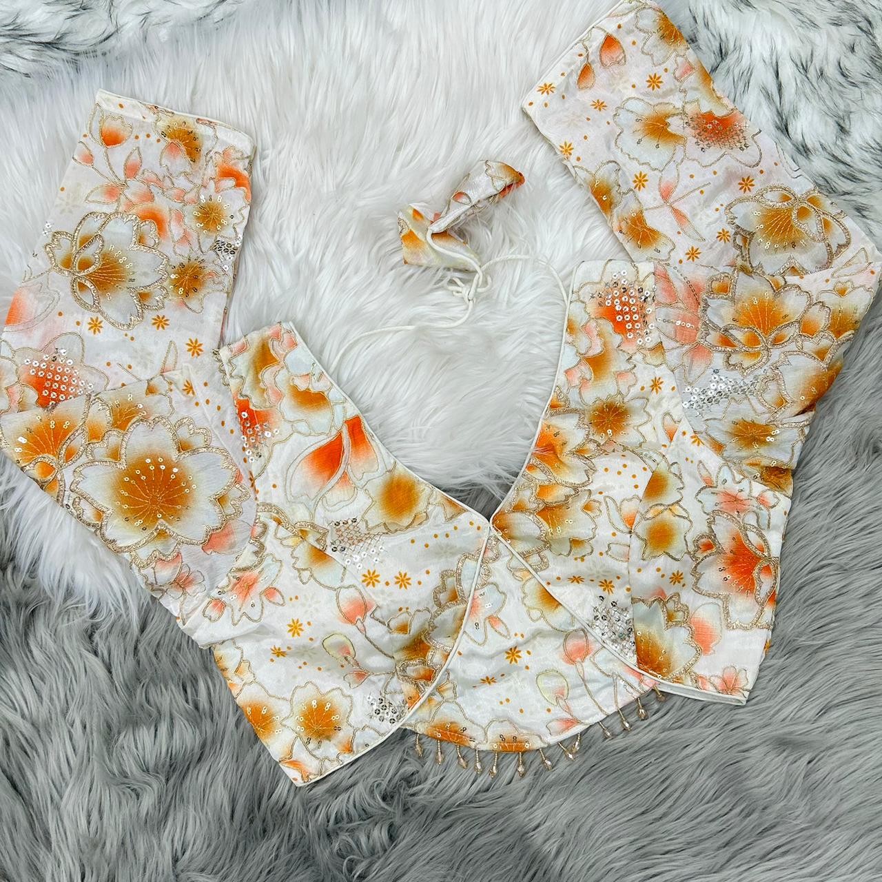 Beautiful Designer Party Wear Readymade Long Sleeves Cut Pattern Blouse