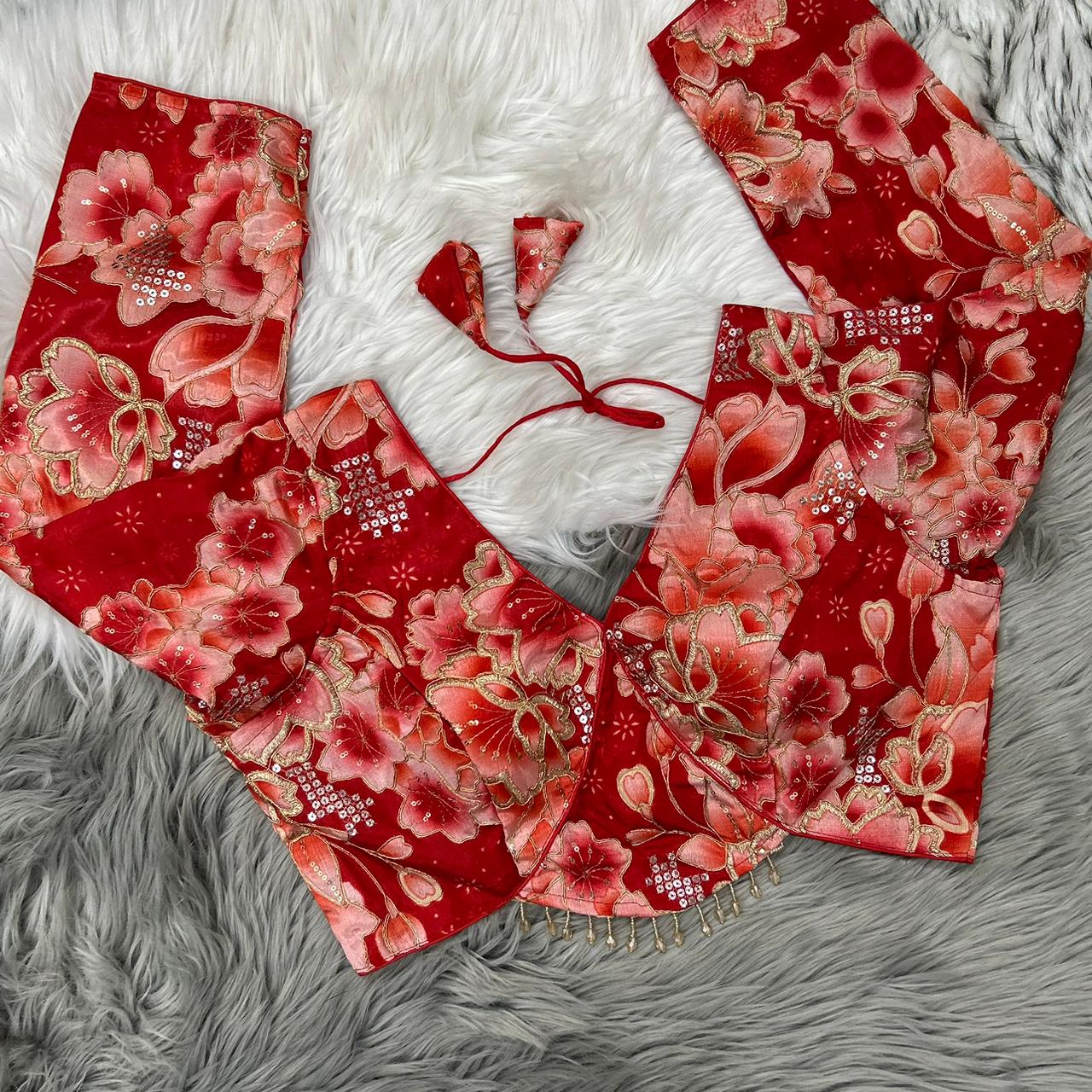 Beautiful Designer Party Wear Readymade Long Sleeves Cut Pattern Blouse