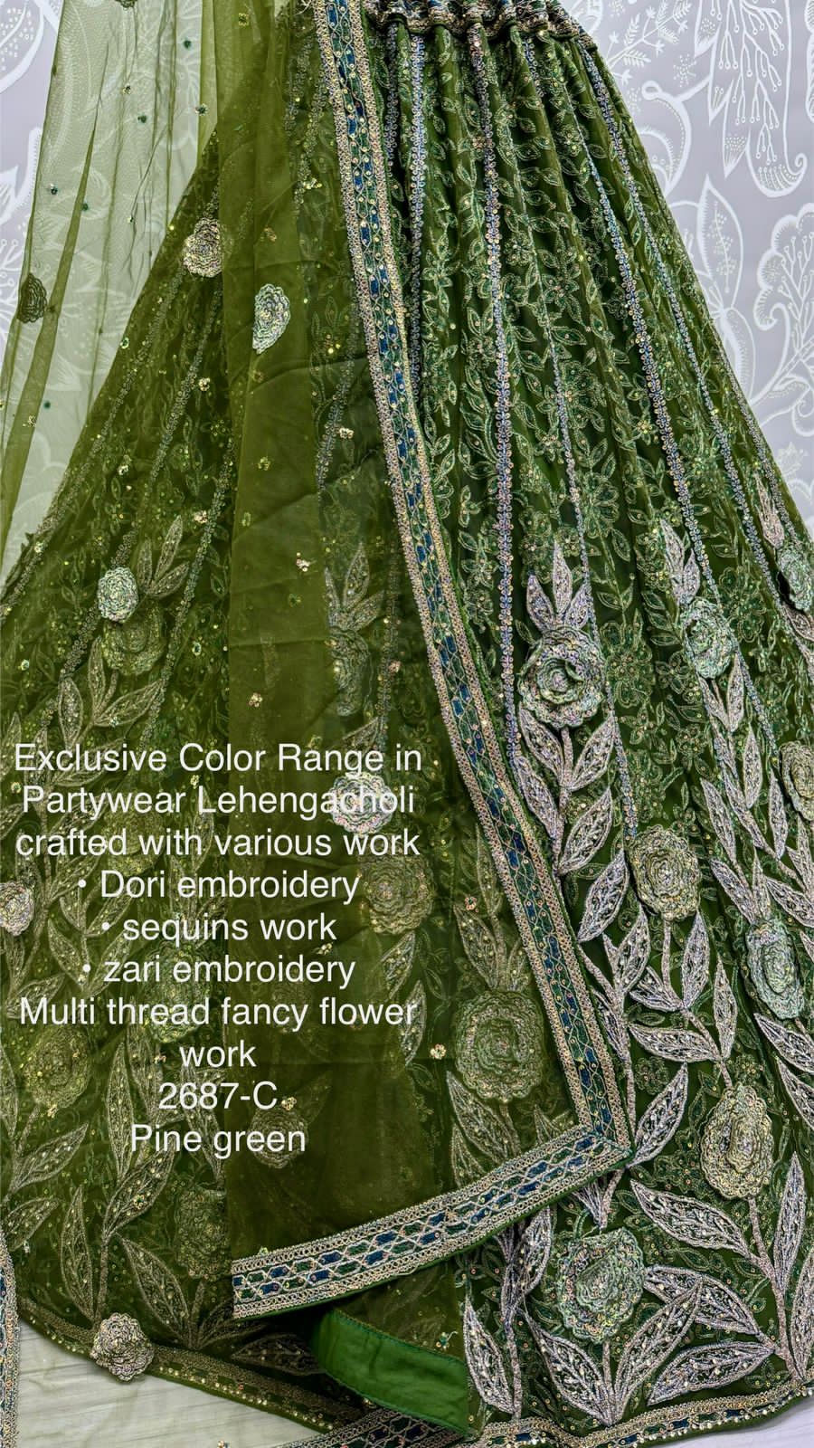 Beautiful Designer Bridal Pure Heavy Net With Sequence Lehenga Choli