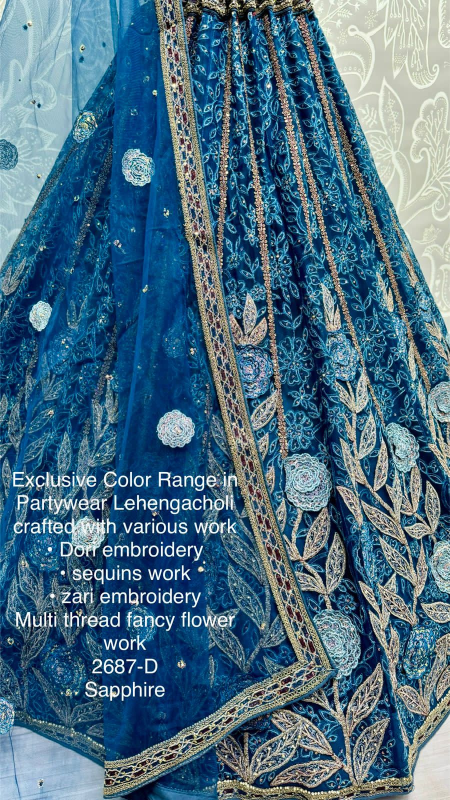 Beautiful Designer Bridal Pure Heavy Net With Sequence Lehenga Choli