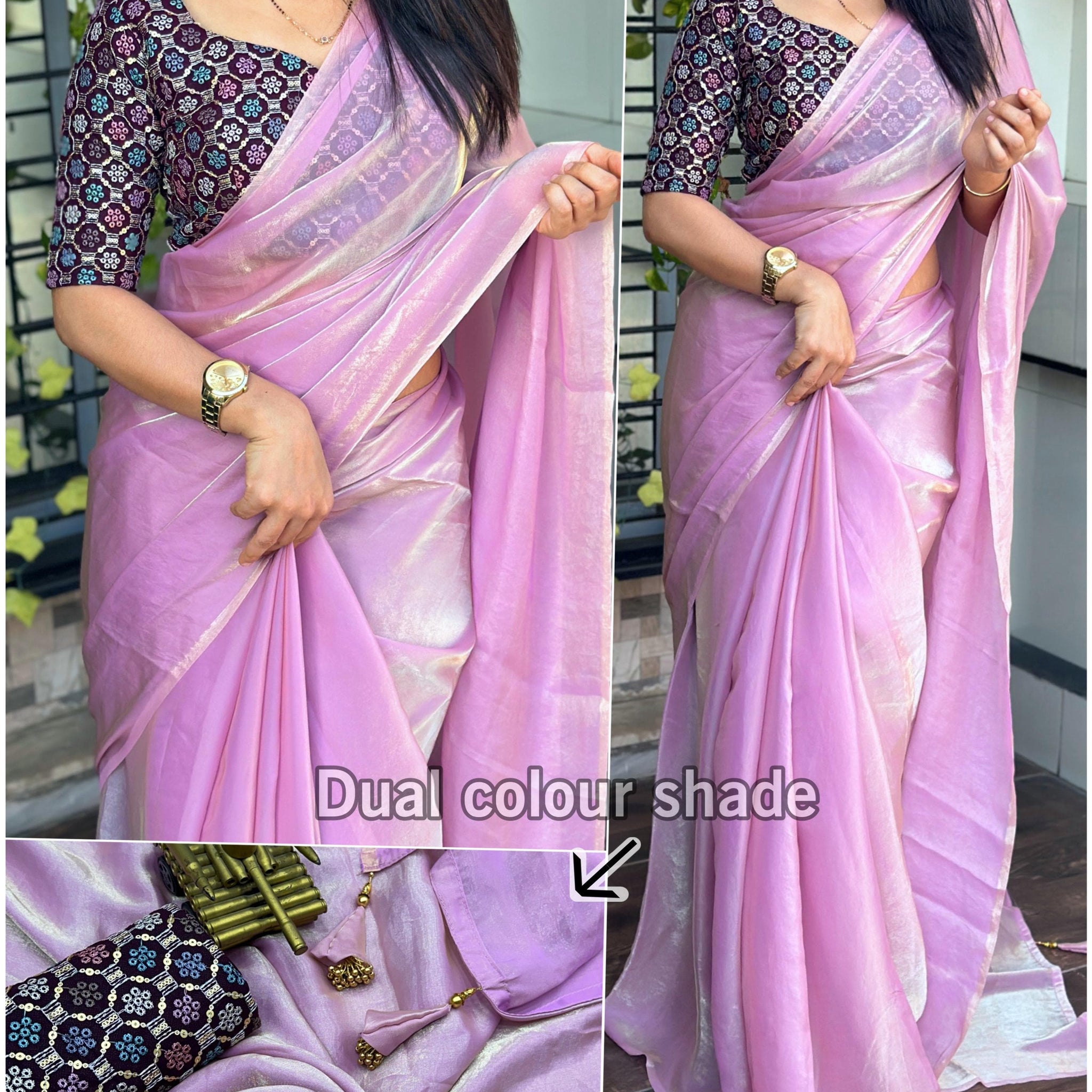 Beautiful Designer Soft Pure Fendy Liquid Satin Silk Saree