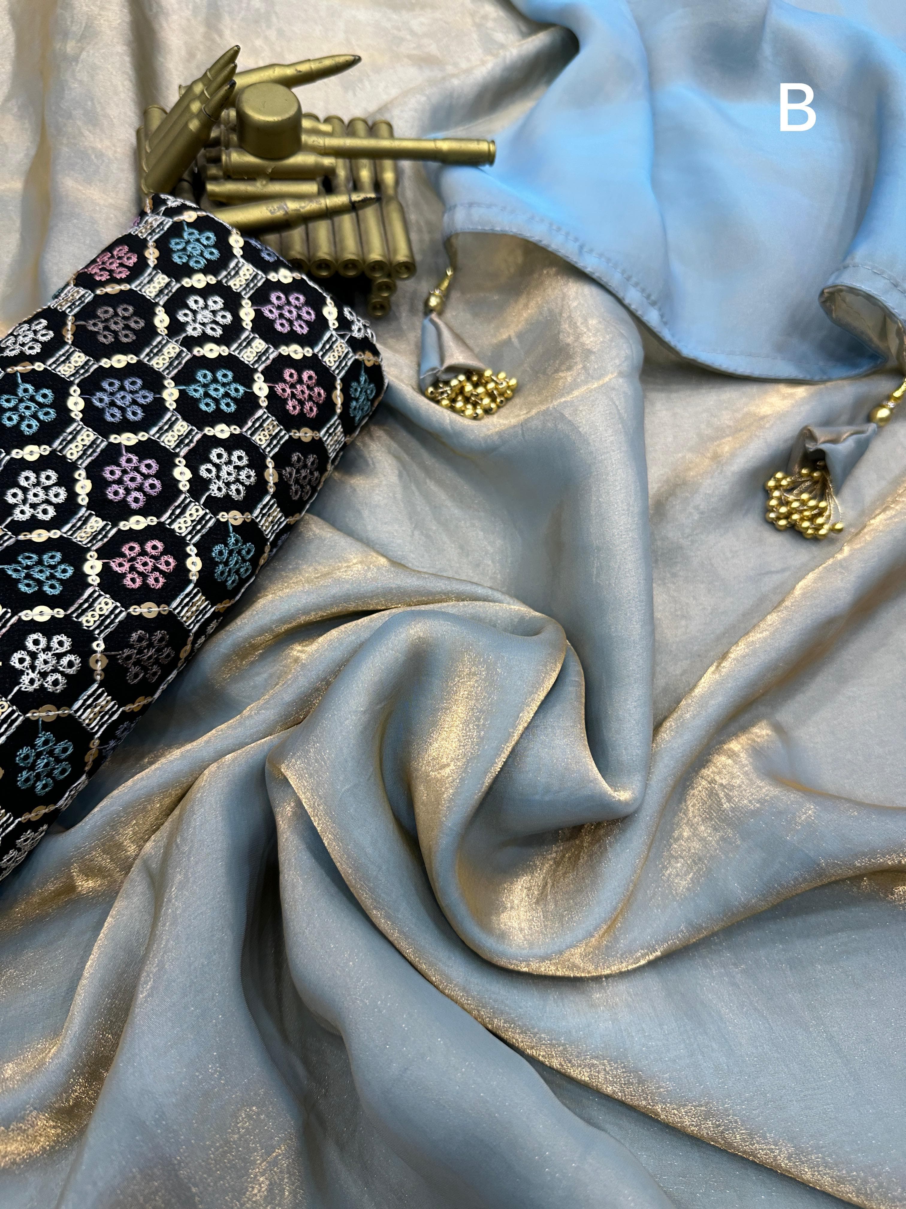 Beautiful Designer Soft Pure Fendy Liquid Satin Silk Saree