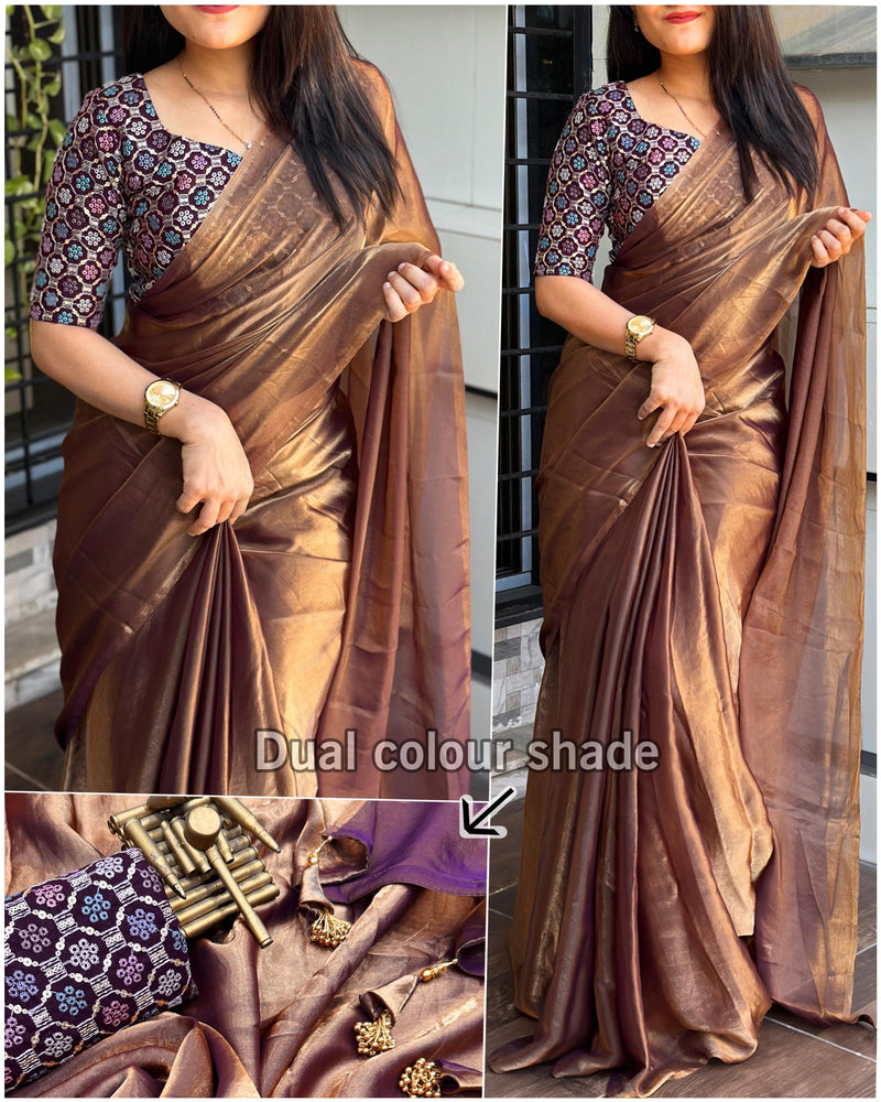 Beautiful Designer Soft Pure Fendy Liquid Satin Silk Saree