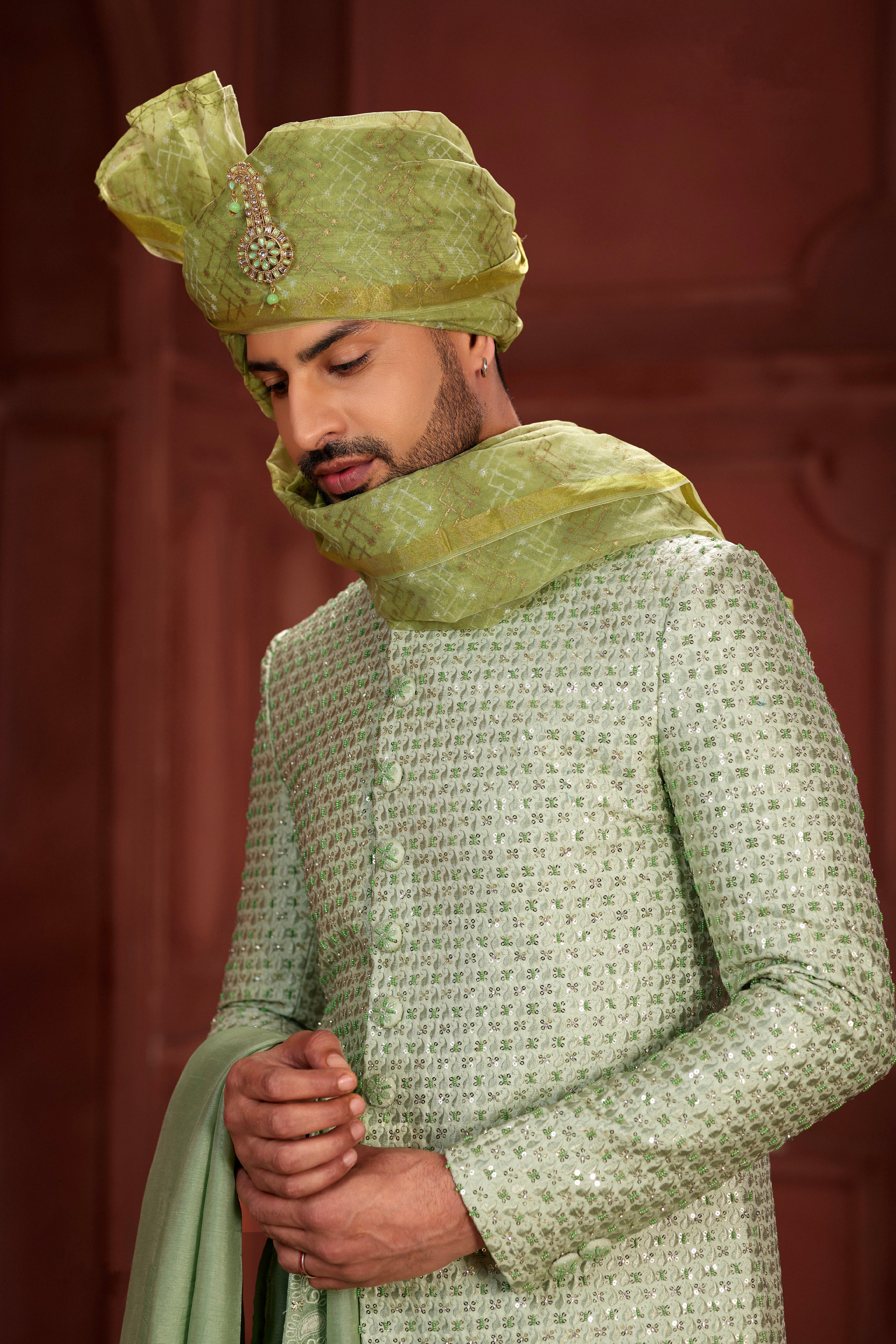 Indian Traditional Wedding Designer Sherwani Suit