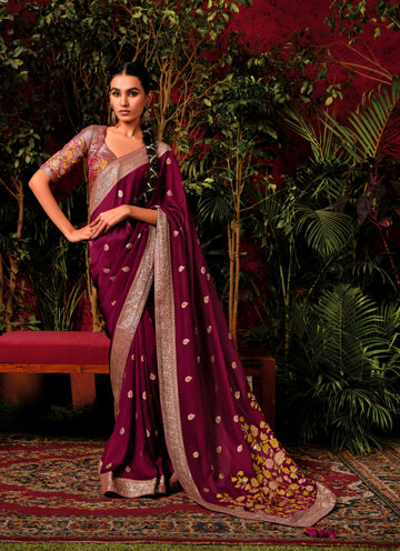Beautiful Designer Wedding Wear Pure Viscose Dola Silk Saree