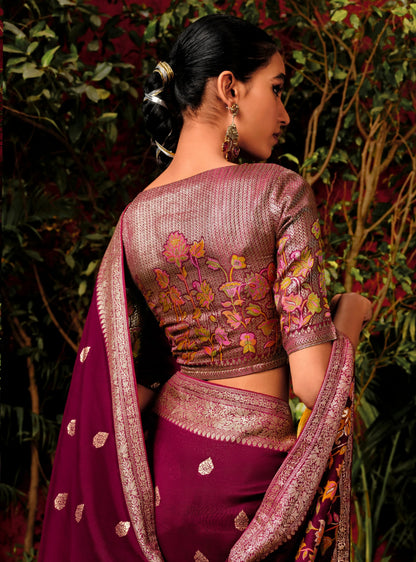 Beautiful Designer Wedding Wear Pure Viscose Dola Silk Saree