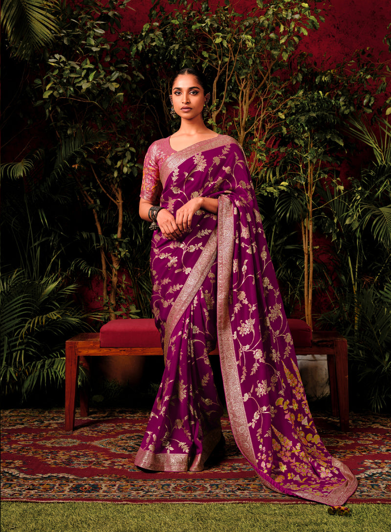 Beautiful Designer Wedding Wear Pure Viscose Dola Silk Saree