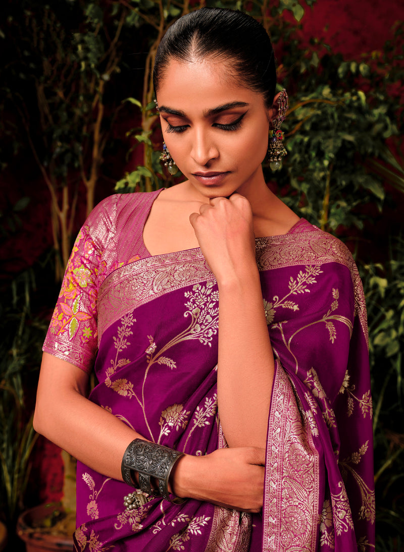 Beautiful Designer Wedding Wear Pure Viscose Dola Silk Saree