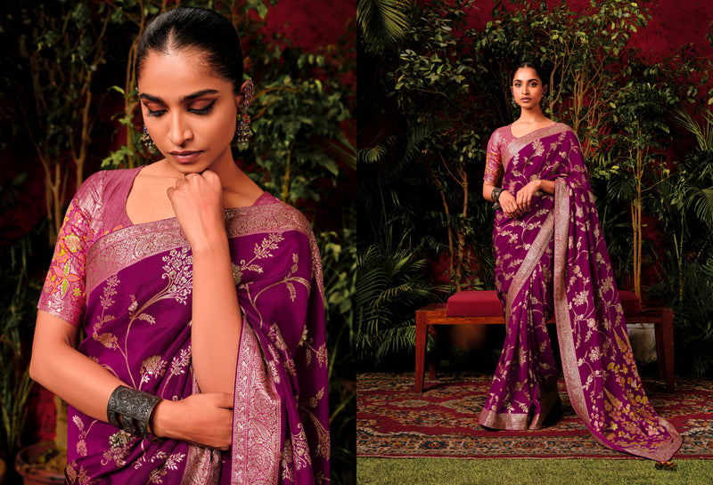 Beautiful Designer Wedding Wear Pure Viscose Dola Silk Saree
