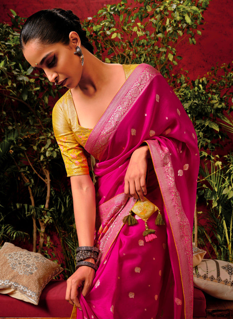 Beautiful Designer Wedding Wear Pure Viscose Dola Silk Saree