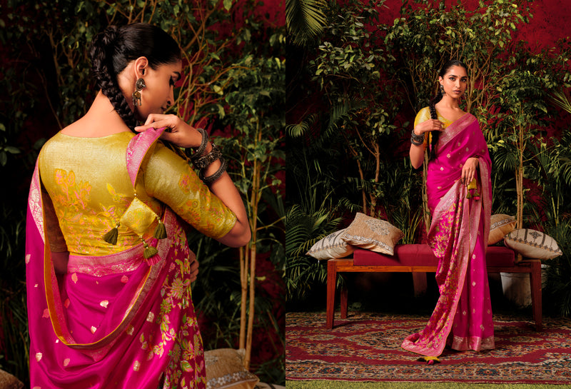 Beautiful Designer Wedding Wear Pure Viscose Dola Silk Saree
