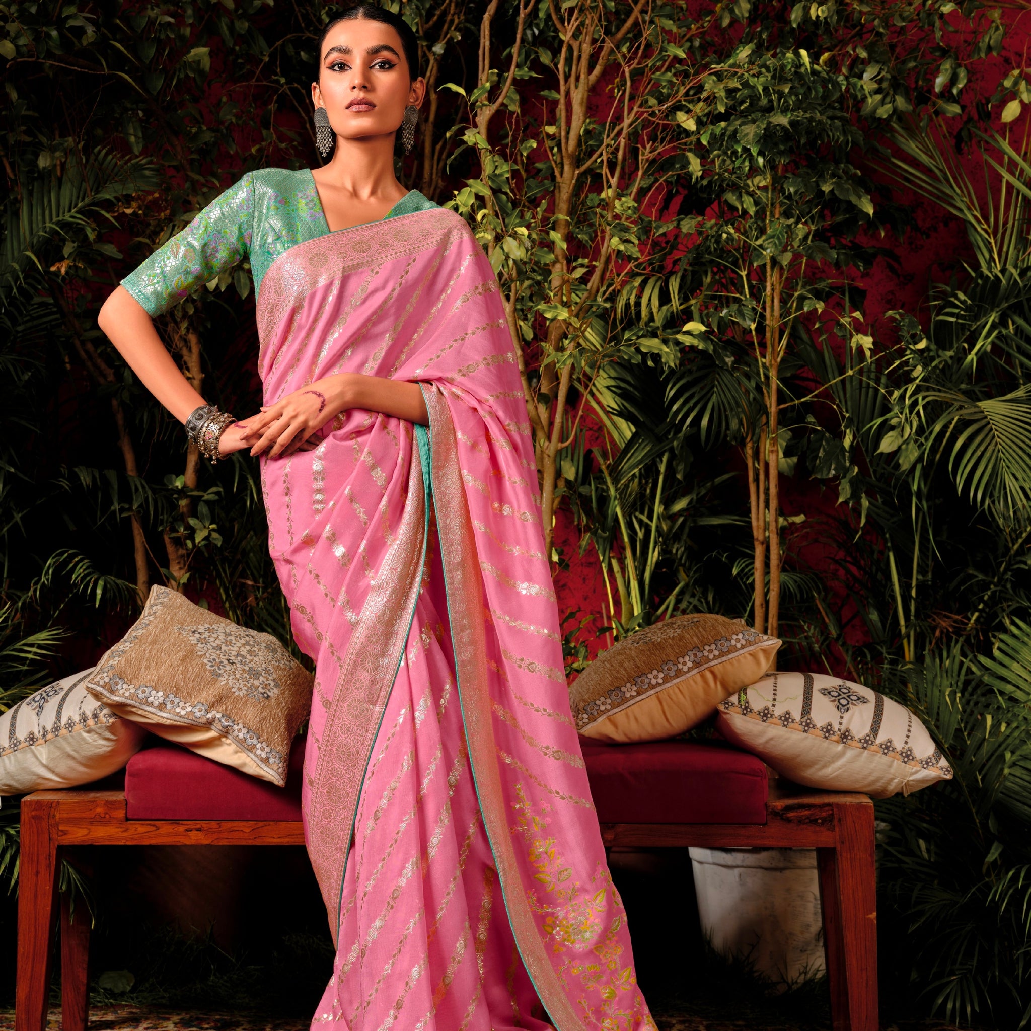 Beautiful Designer Wedding Wear Pure Viscose Dola Silk Saree