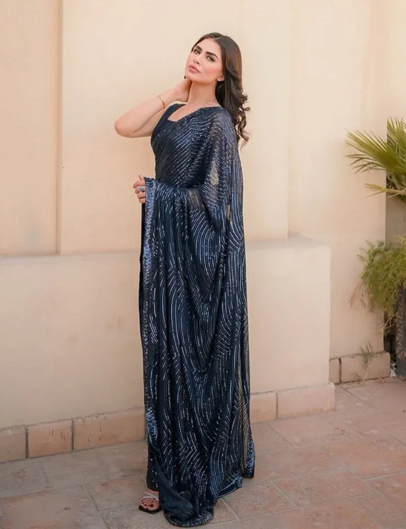 Beautiful Designer Soft Georgette with Sequence Saree