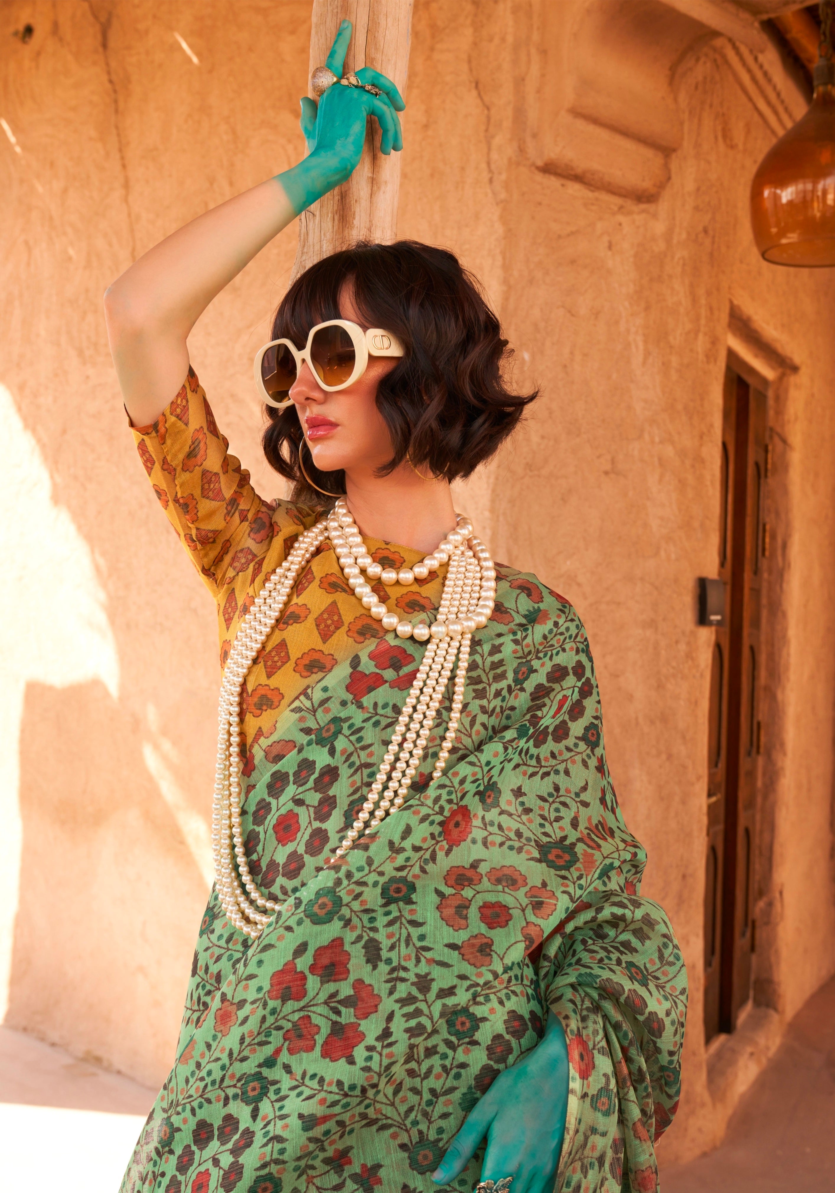 Beautiful Designer Festive Wear Handwoven Zari Tissue Print Saree