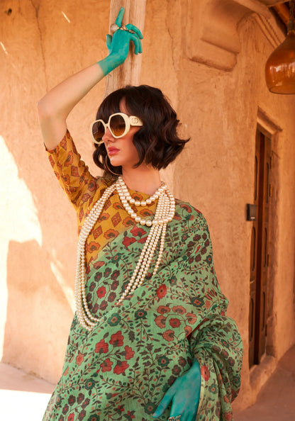 Beautiful Designer Festive Wear Handwoven Zari Tissue Print Saree