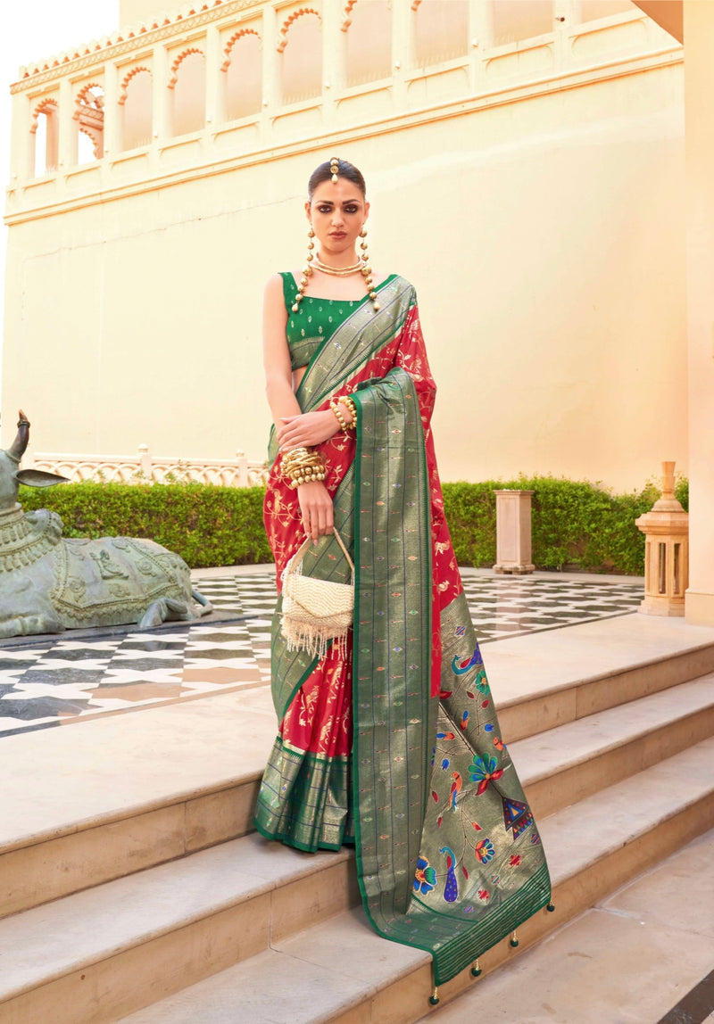 Beautiful Designer Wedding Wear Pv Silk With Paithani Design Saree