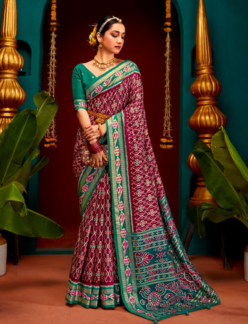 Beautiful Designer Festive Wear Patola Silk Saree