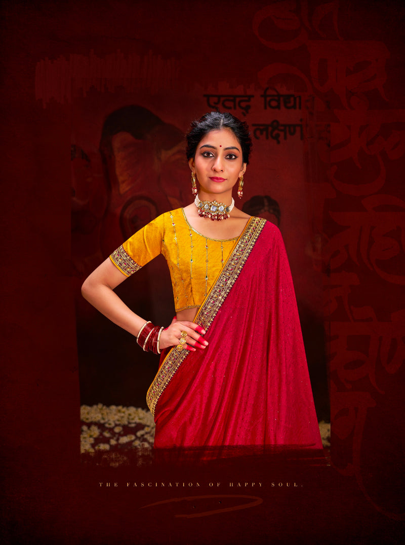 Beautiful Designer Occasion Wear Heavy Vichitra Silk Saree