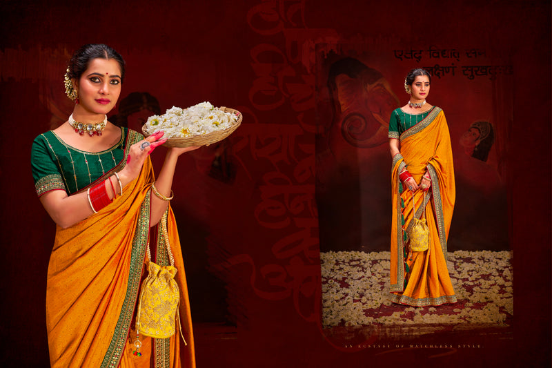 Beautiful Designer Occasion Wear Heavy Vichitra Silk Saree