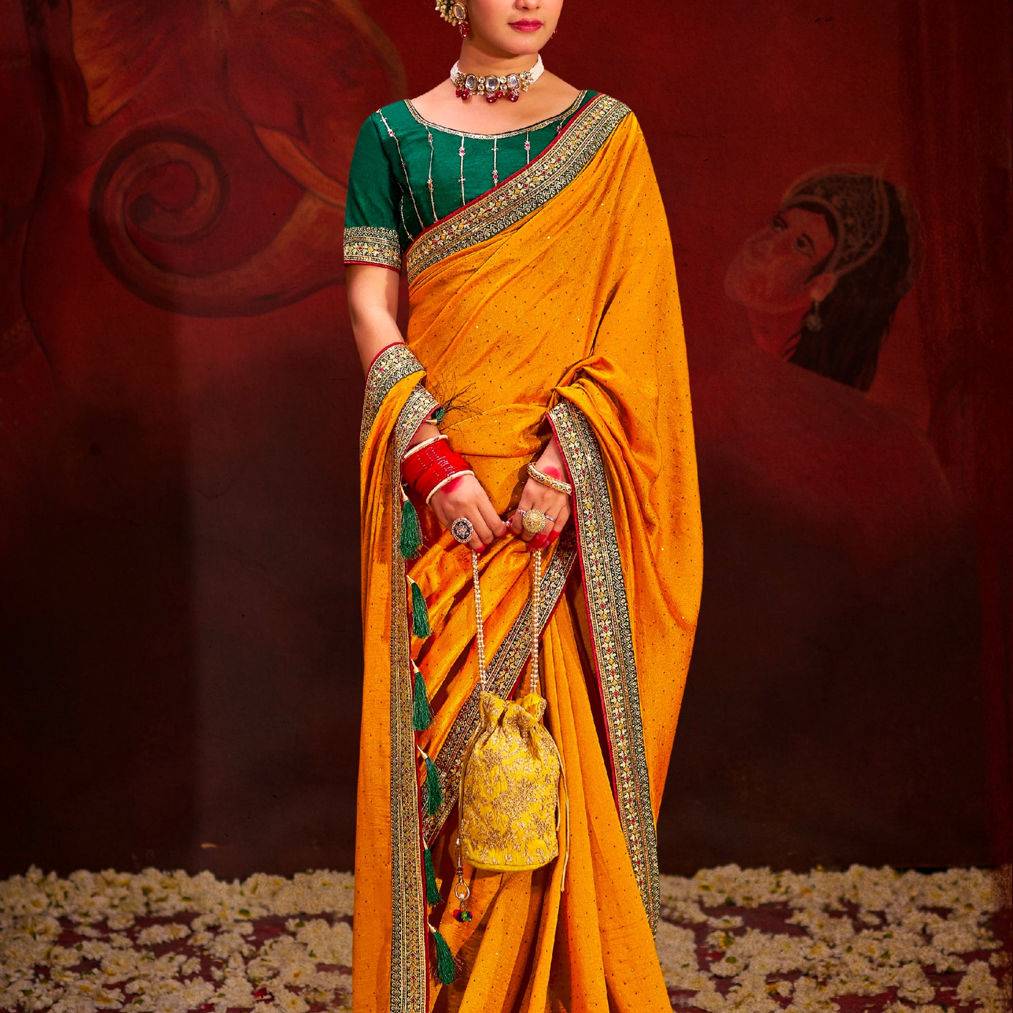 Beautiful Designer Occasion Wear Heavy Vichitra Silk Saree