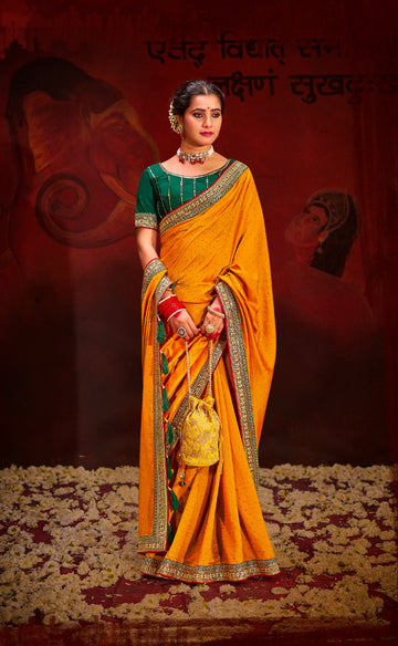 Beautiful Designer Occasion Wear Heavy Vichitra Silk Saree