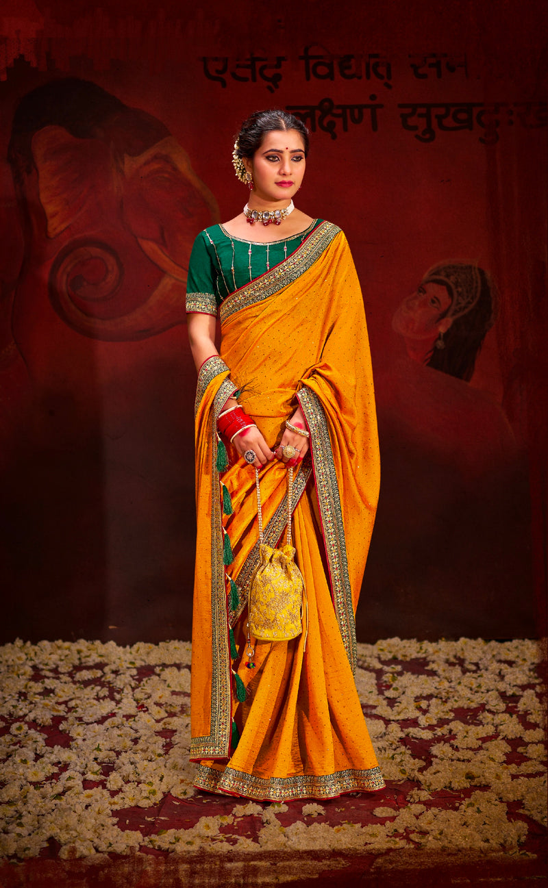 Beautiful Designer Occasion Wear Heavy Vichitra Silk Saree