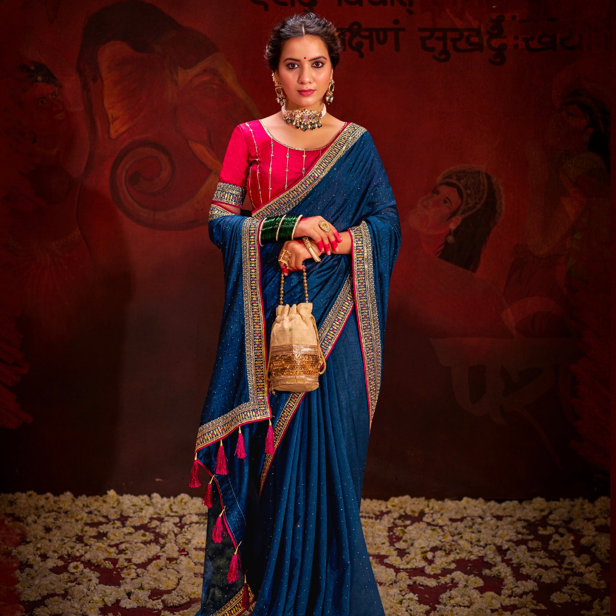 Beautiful Designer Occasion Wear Heavy Vichitra Silk Saree