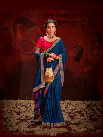 Beautiful Designer Occasion Wear Heavy Vichitra Silk Saree