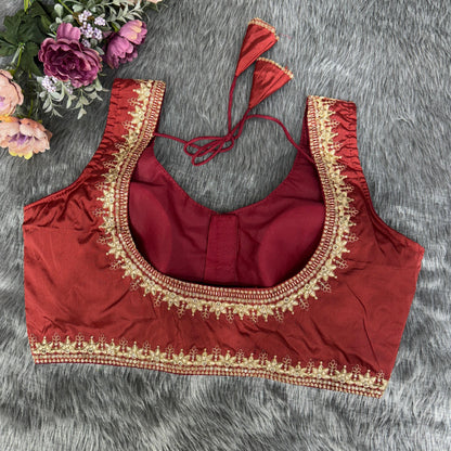 Beautiful Designer Readymade Pattu Silk Fancy Decent Blouse