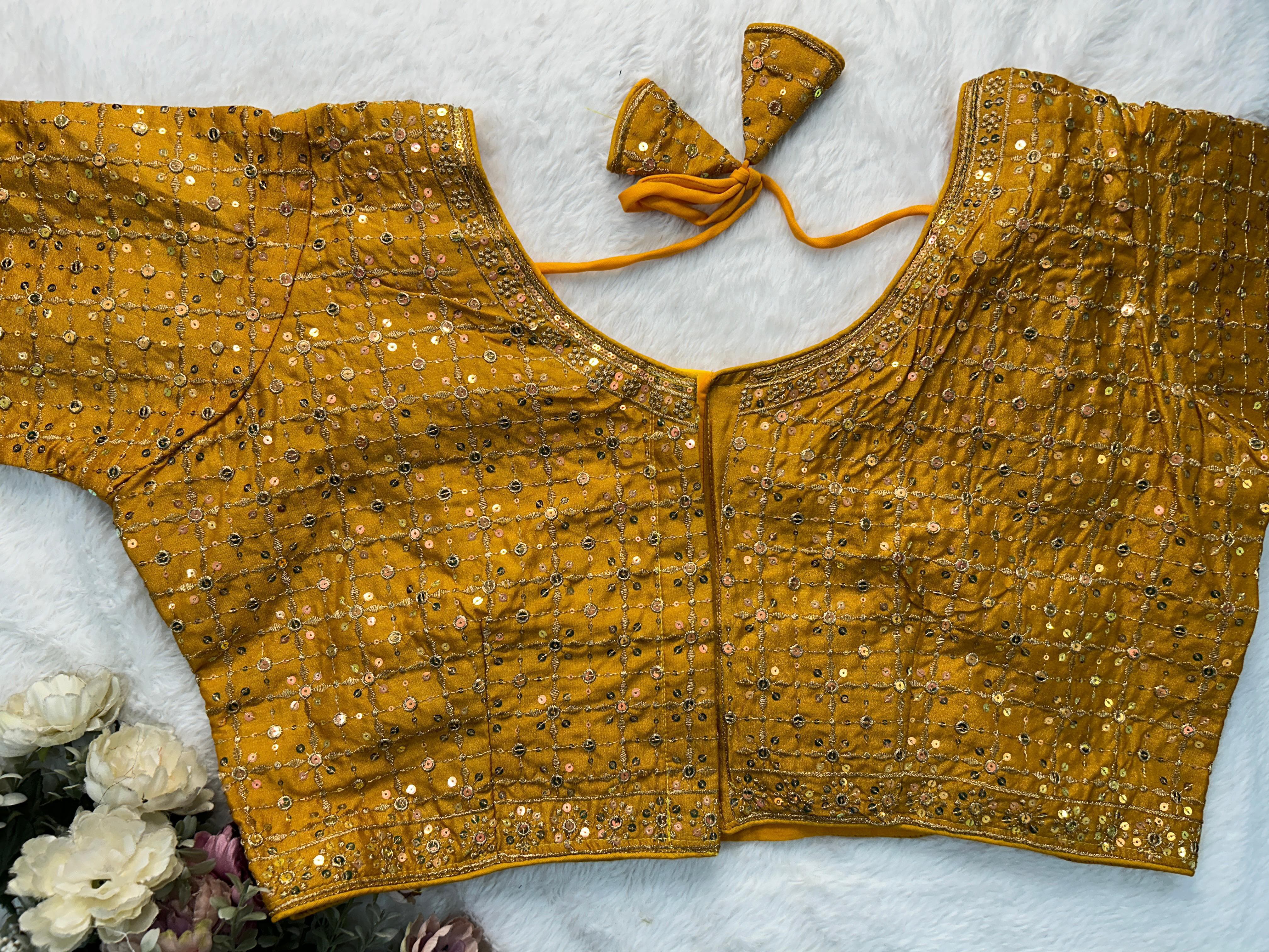 Beautiful Designer Readymade Heavy Vichitra Silk Big Size Blouse