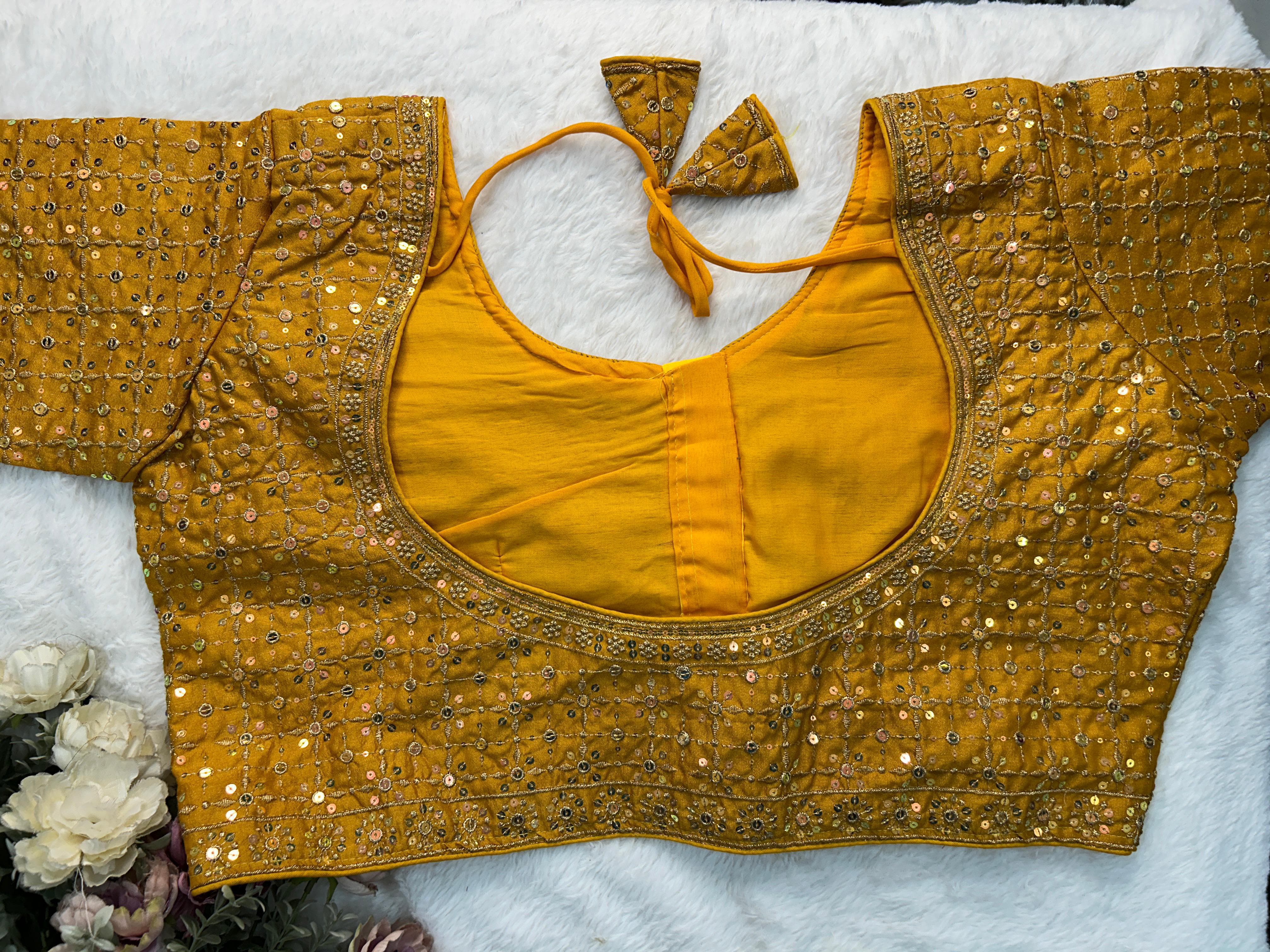 Beautiful Designer Readymade Heavy Vichitra Silk Big Size Blouse