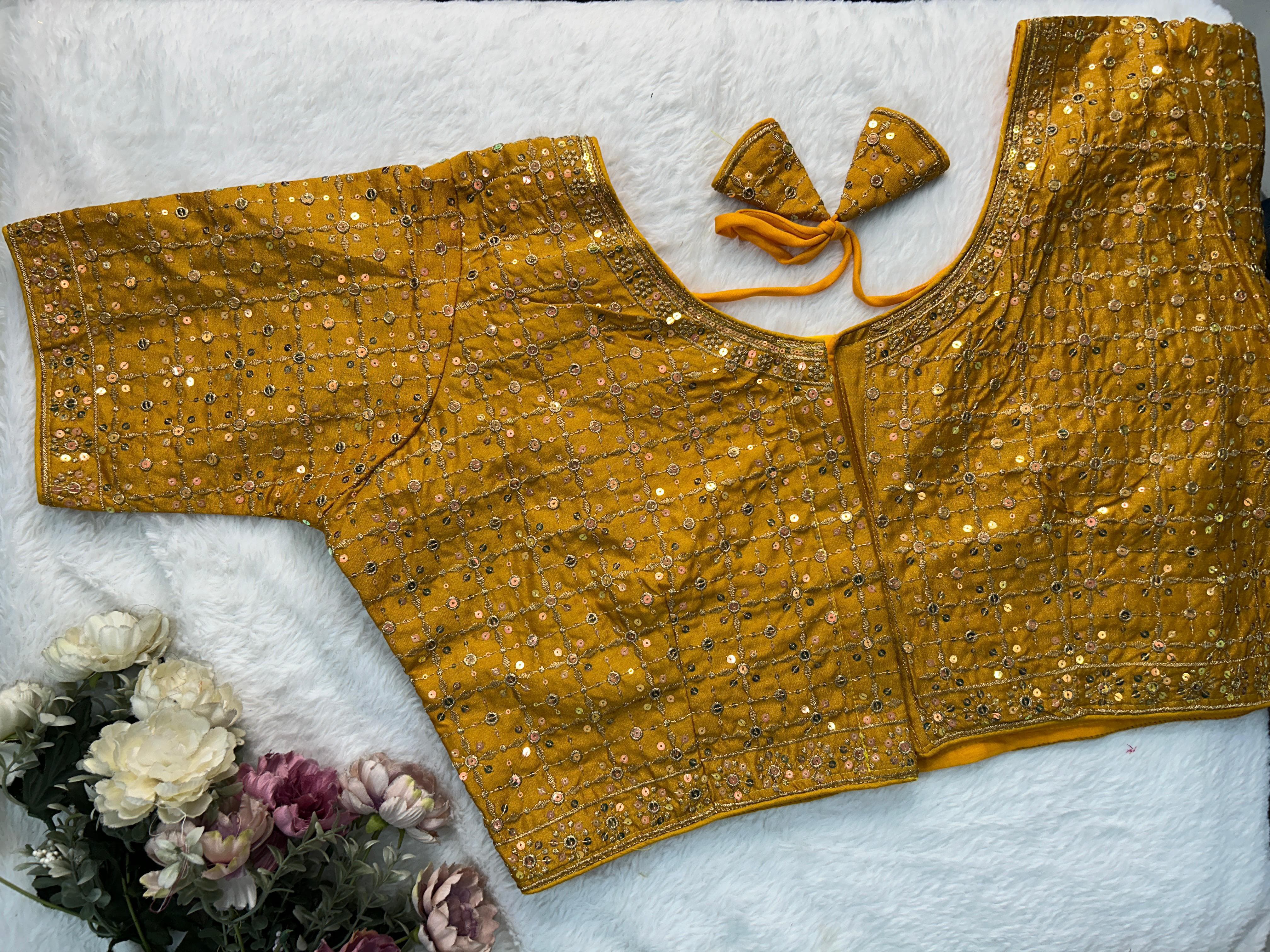 Beautiful Designer Readymade Heavy Vichitra Silk Big Size Blouse