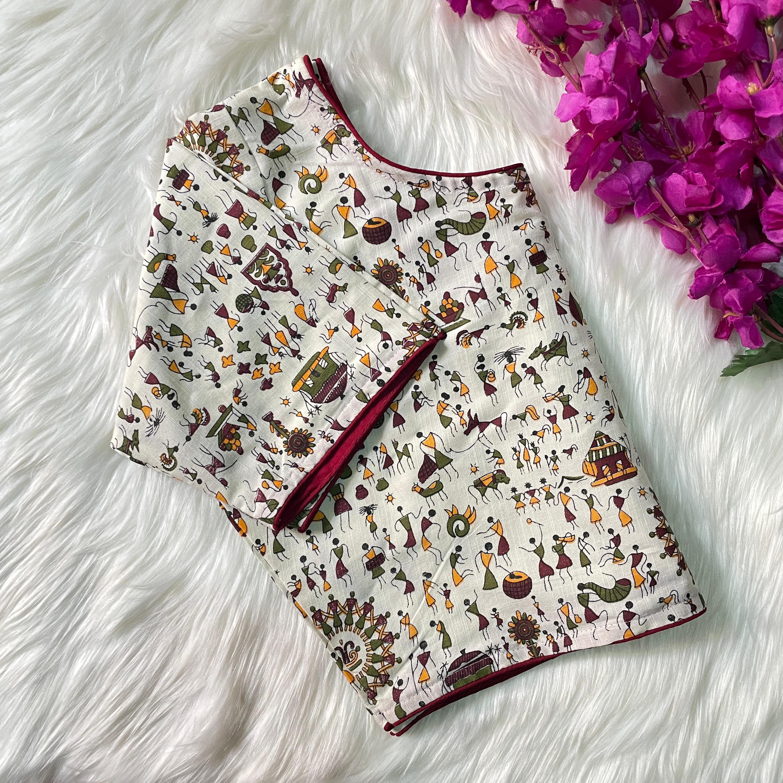 Beautiful Designer Readymade Handblock Print Cotton Blouse