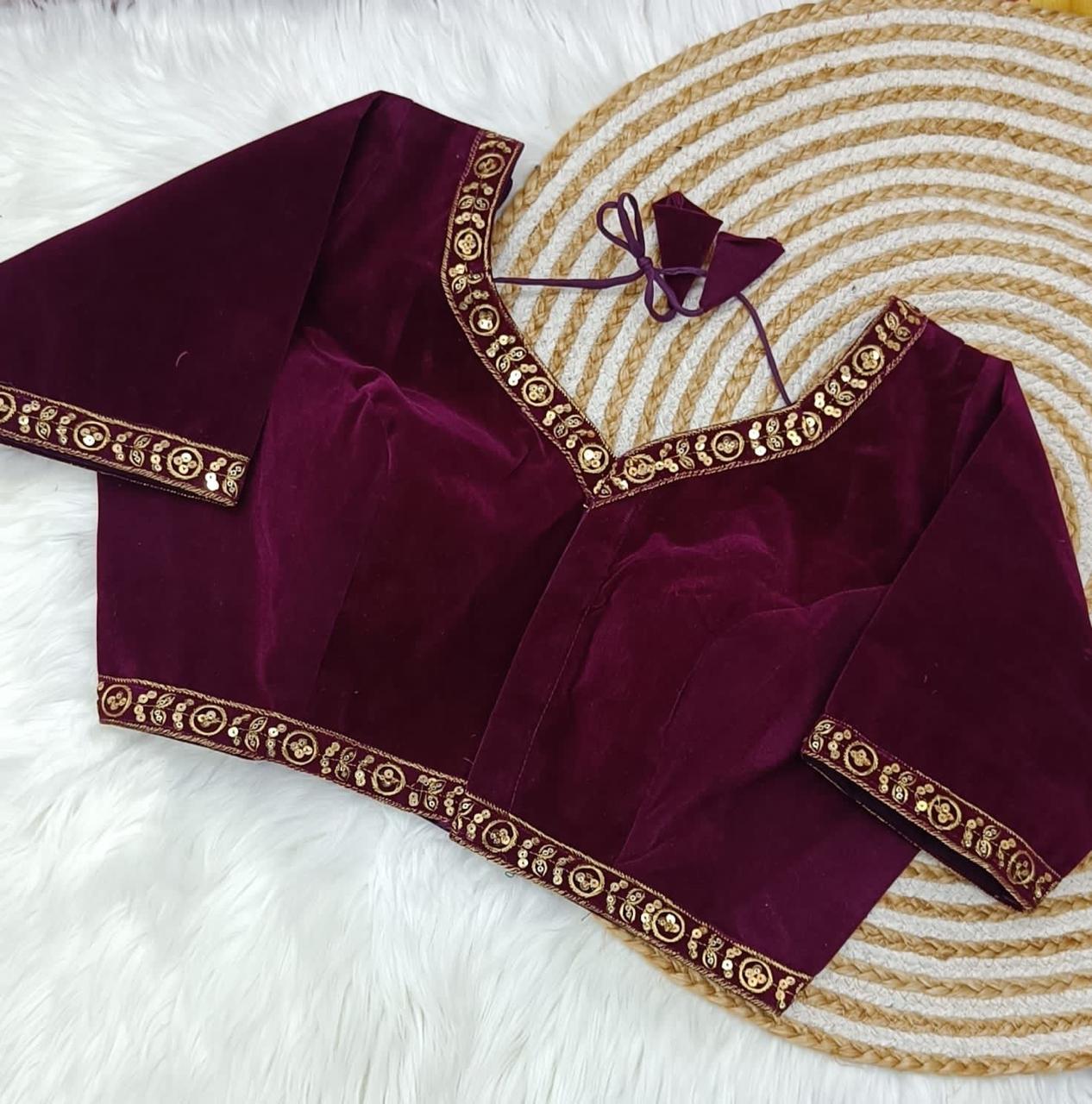 Beautiful Designer Readymade Velvet Blouse
