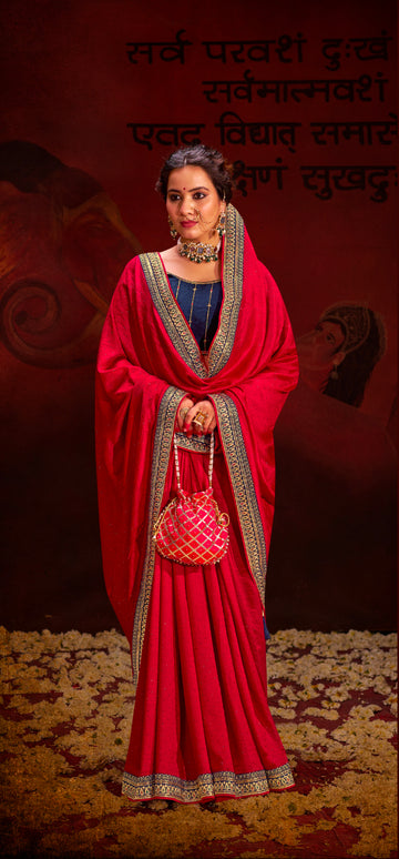 Beautiful Designer Occasion Wear Heavy Vichitra Silk Saree