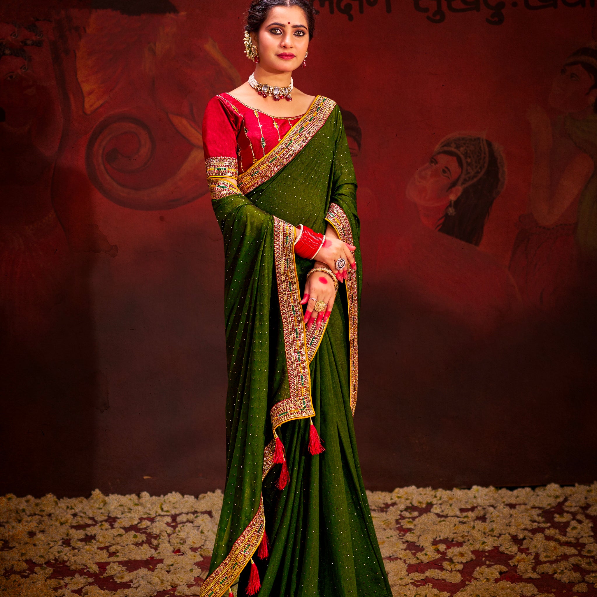 Beautiful Designer Occasion Wear Heavy Vichitra Silk Saree