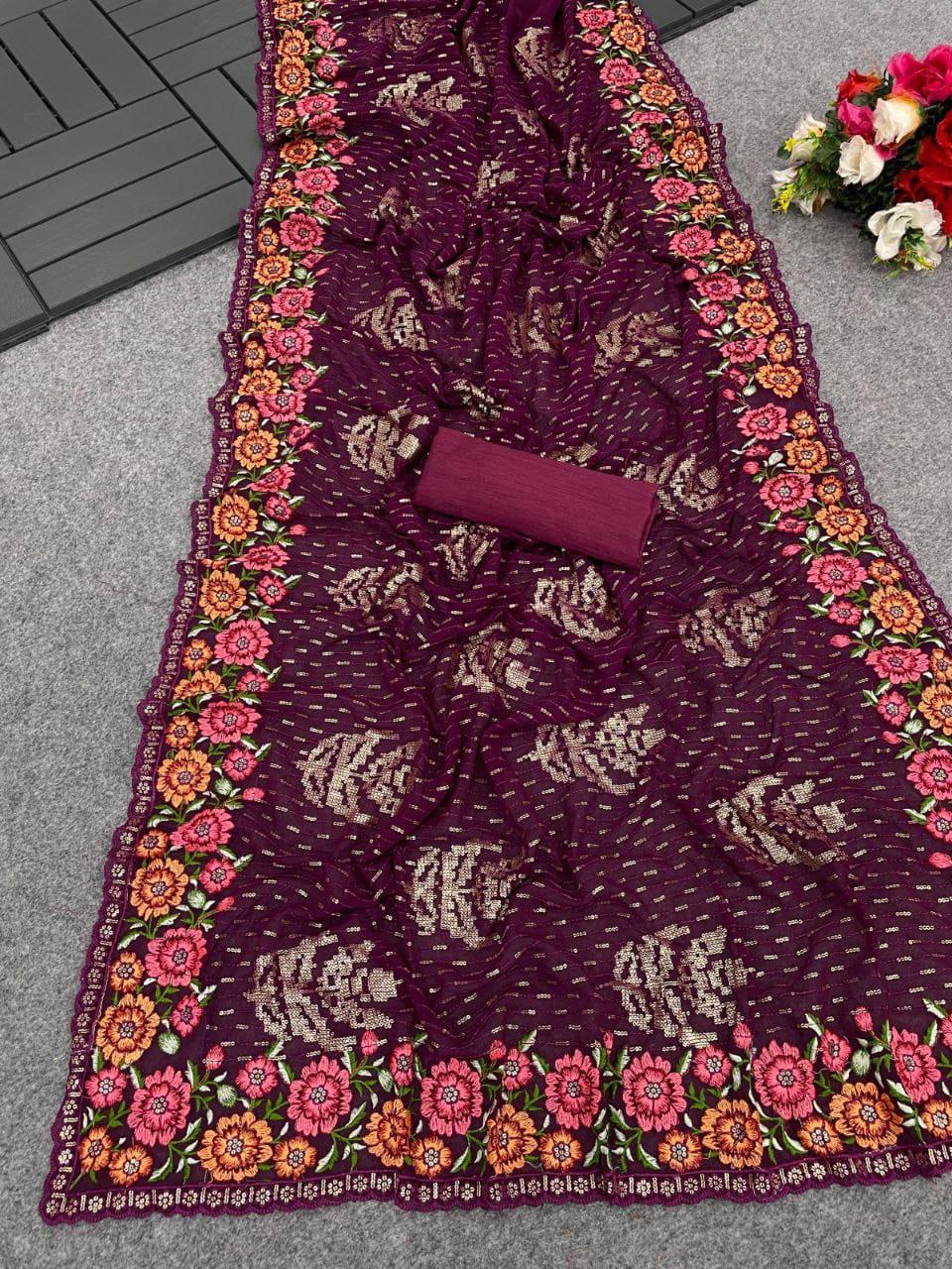 Beautiful Designer Soft Georgette with Sequence Saree