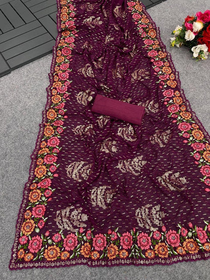 Beautiful Designer Soft Georgette with Sequence Saree